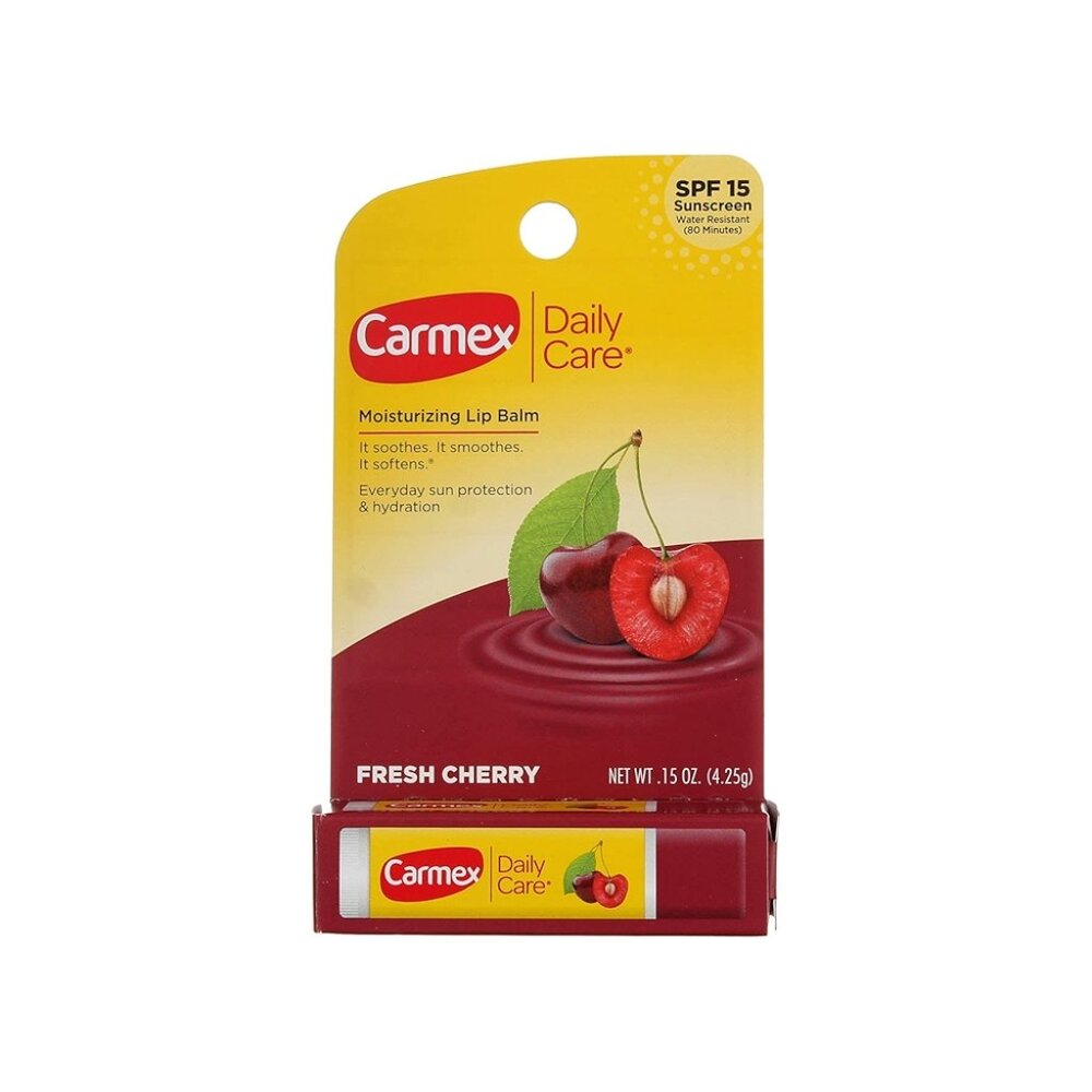 3 Pack Carmex Daily Care Moisturizing Lip Balm Stick, Fresh Cherry, .15oz